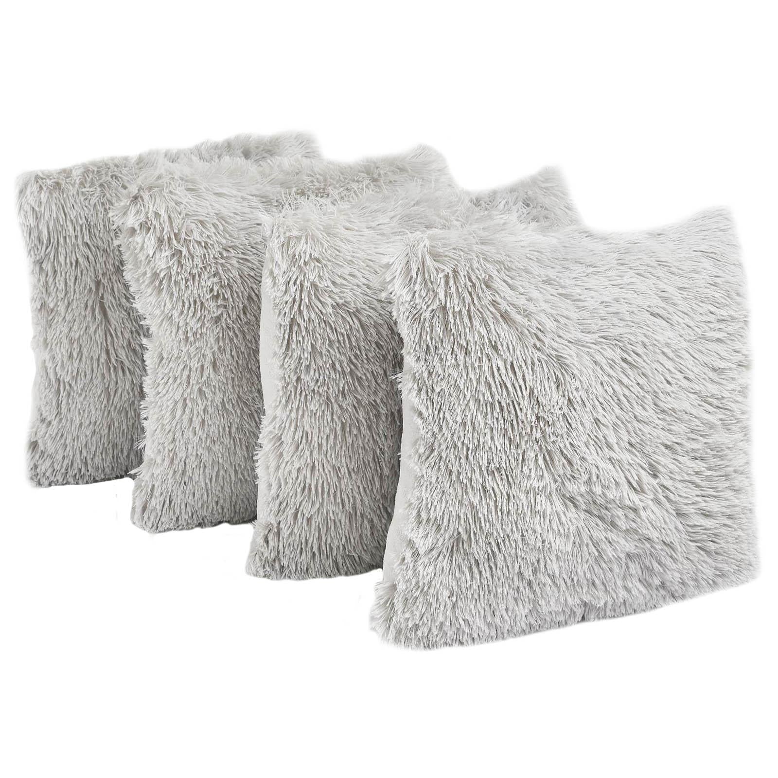 Sienna Fluffy Cushion Covers Filled Shaggy Fleece Sofa Scatter Pillow 55 X 55Cm