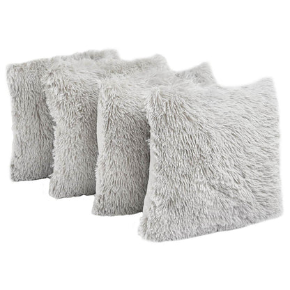 Sienna Fluffy Cushion Covers Filled Shaggy Fleece Sofa Scatter Pillow 55 X 55Cm