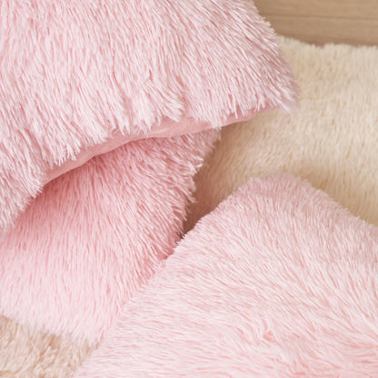 Sienna Fluffy Cushion Covers Filled Shaggy Fleece Sofa Scatter Pillow 55 X 55Cm