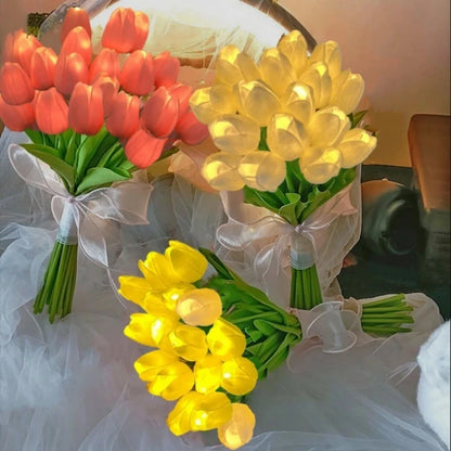 Tulips Bouquet Night Light LED for Home Garden Artificial Flowers 