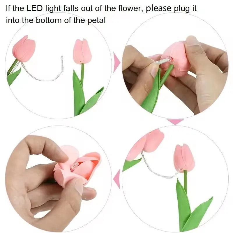 Tulips Bouquet Night Light LED for Home Garden Artificial Flowers 