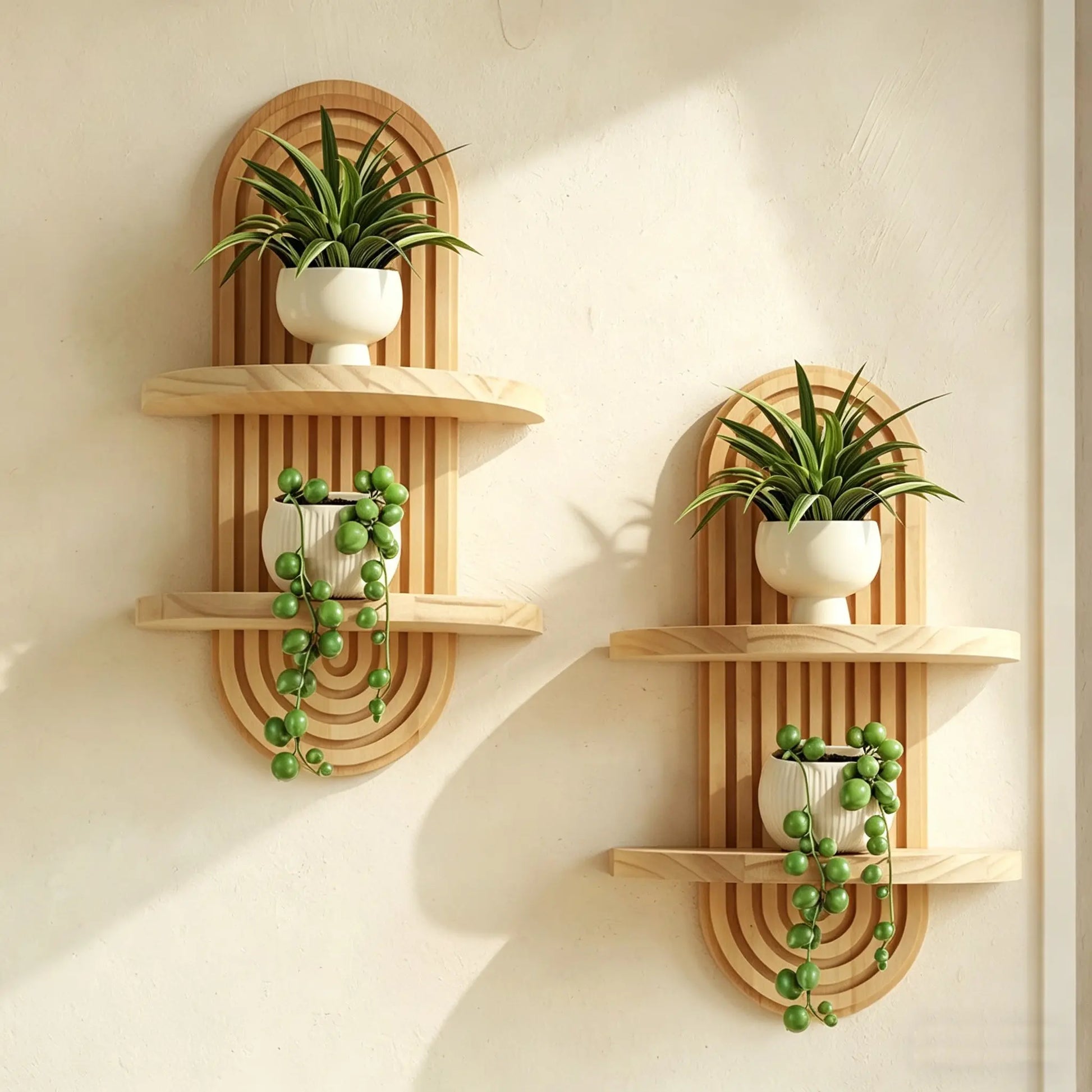 Mid Century Modern Decorative Decor Hanging Plant Shelf, 2-Tier for Home Bathroom Bedroom Living Room Office