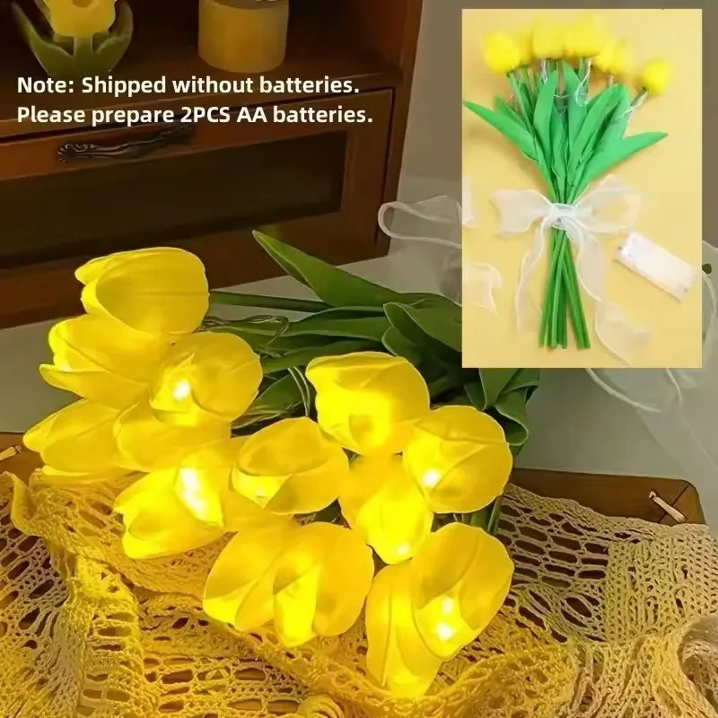 Tulips Bouquet Night Light LED for Home Garden Artificial Flowers 
