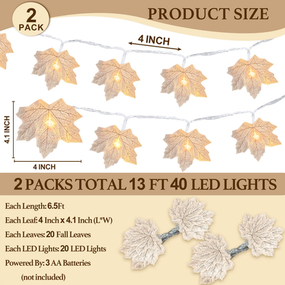 Fall Maple Leaves Garlands with Lights Fall Decor, for Home Indoor Outdoor Mantle Fireplace Porch Table Decor