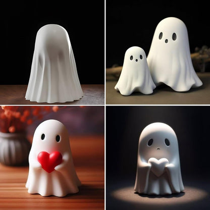 Halloween Ghost Figurine - Resin Ghost Statue, Spooky Decor for Desk, Porch, Bathroom 