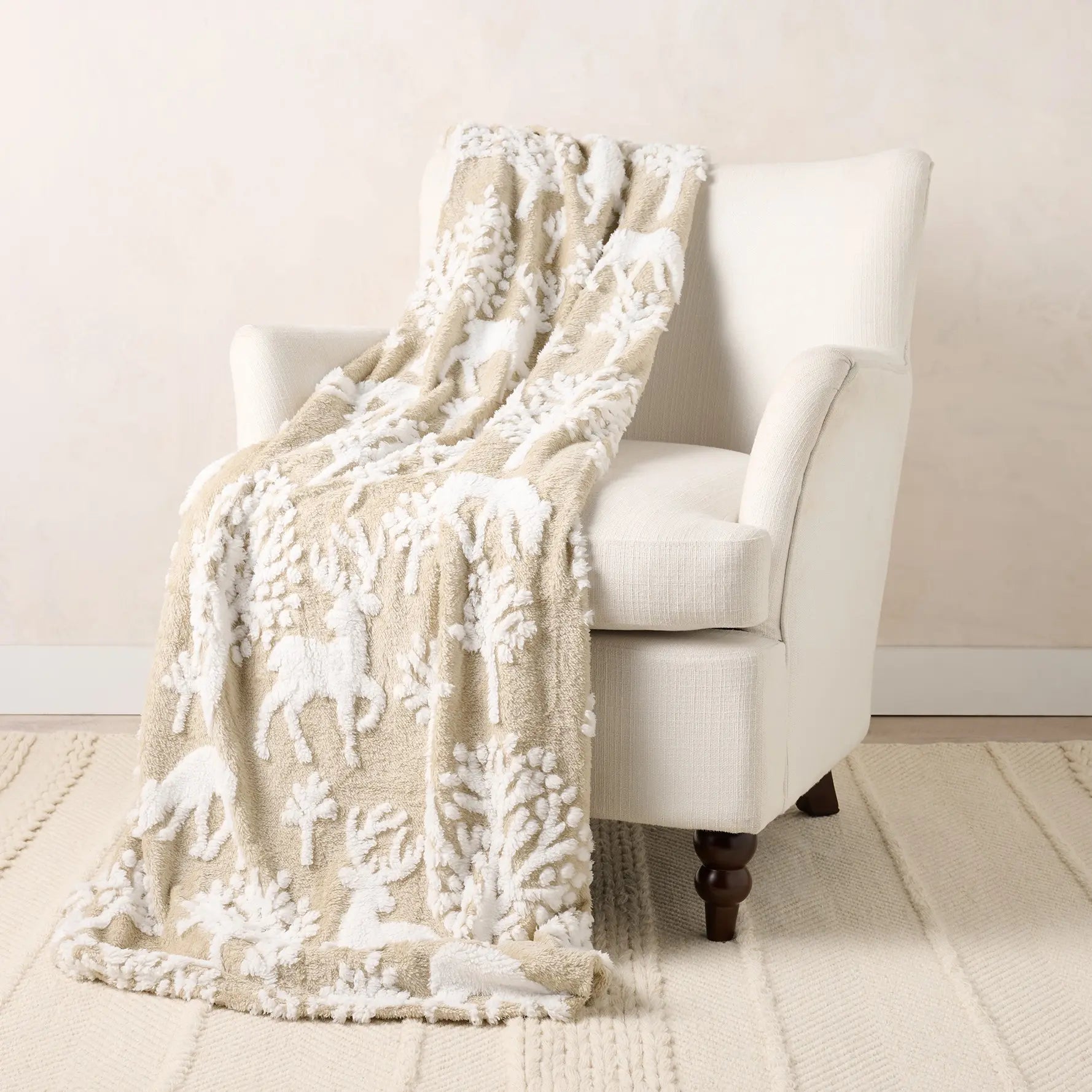 Home Reflections Reversible Plush Oversized 60X80 Throw