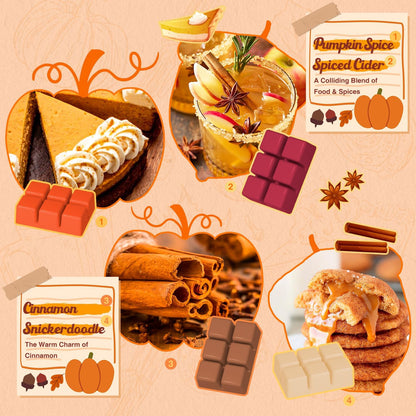 Autumn Wax Melts, Natural & Long Lasting, Soy Wax Set, Aroma Wax Cubes for Halloween, Birthday, Thanksgiving