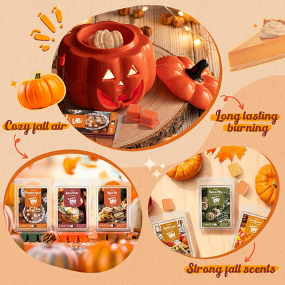 Autumn Wax Melts, Natural & Long Lasting, Soy Wax Set, Aroma Wax Cubes for Halloween, Birthday, Thanksgiving