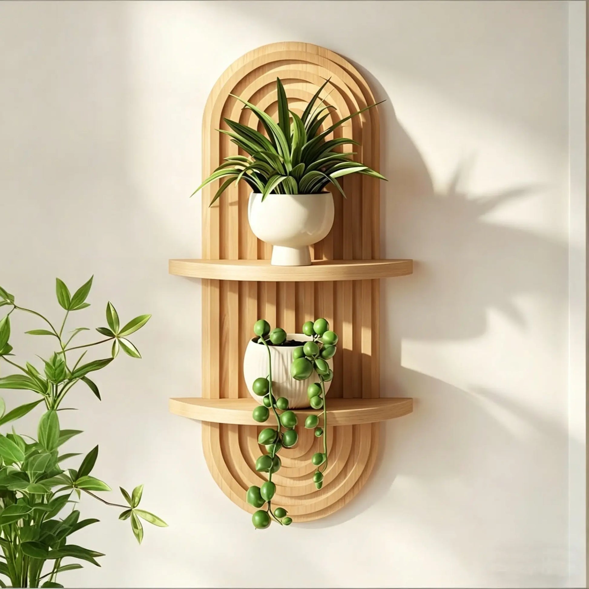 Mid Century Modern Decorative Decor Hanging Plant Shelf, 2-Tier for Home Bathroom Bedroom Living Room Office