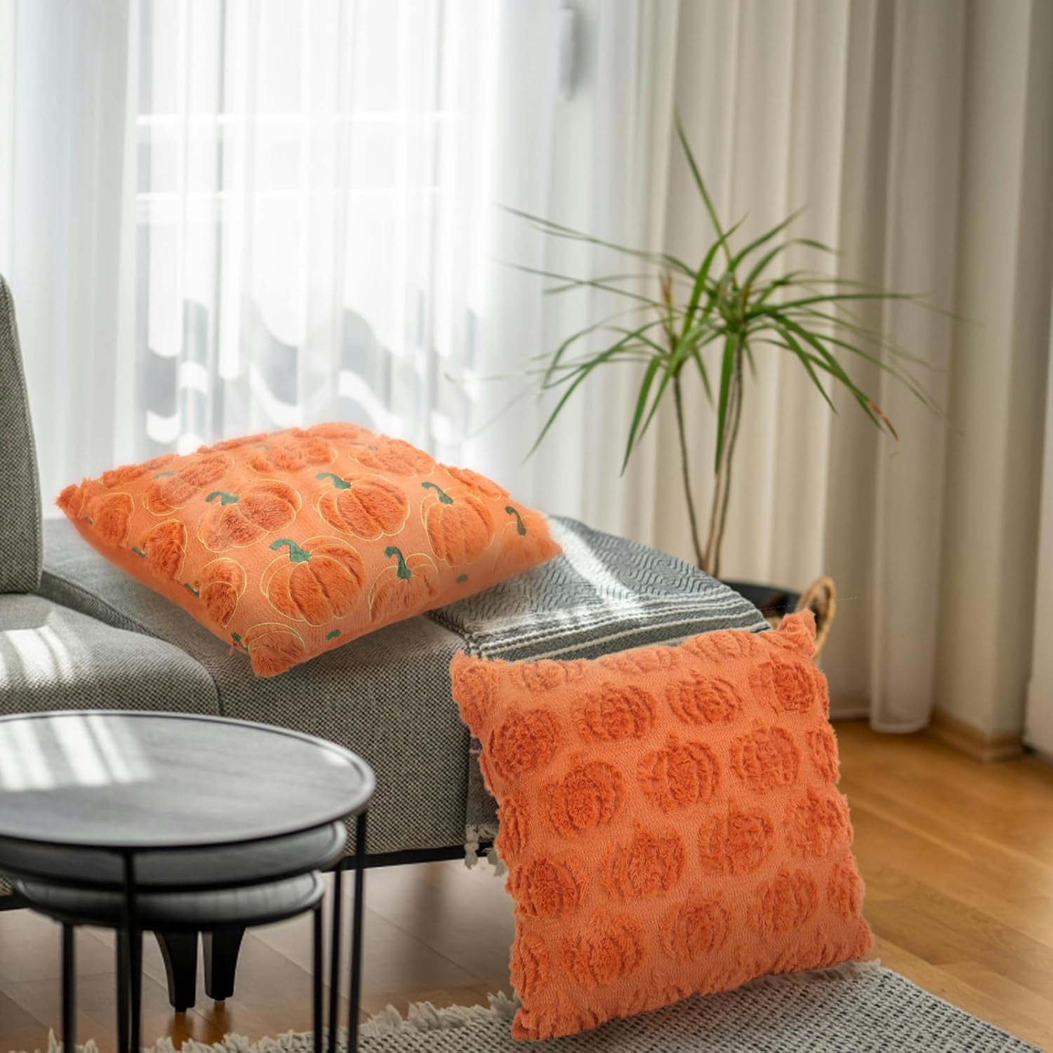 Halloween Decorative Autumn Cushion Covers (2PCs) 45 X 45 Cm for Sofa Bedroom Living Room Home Decor 
