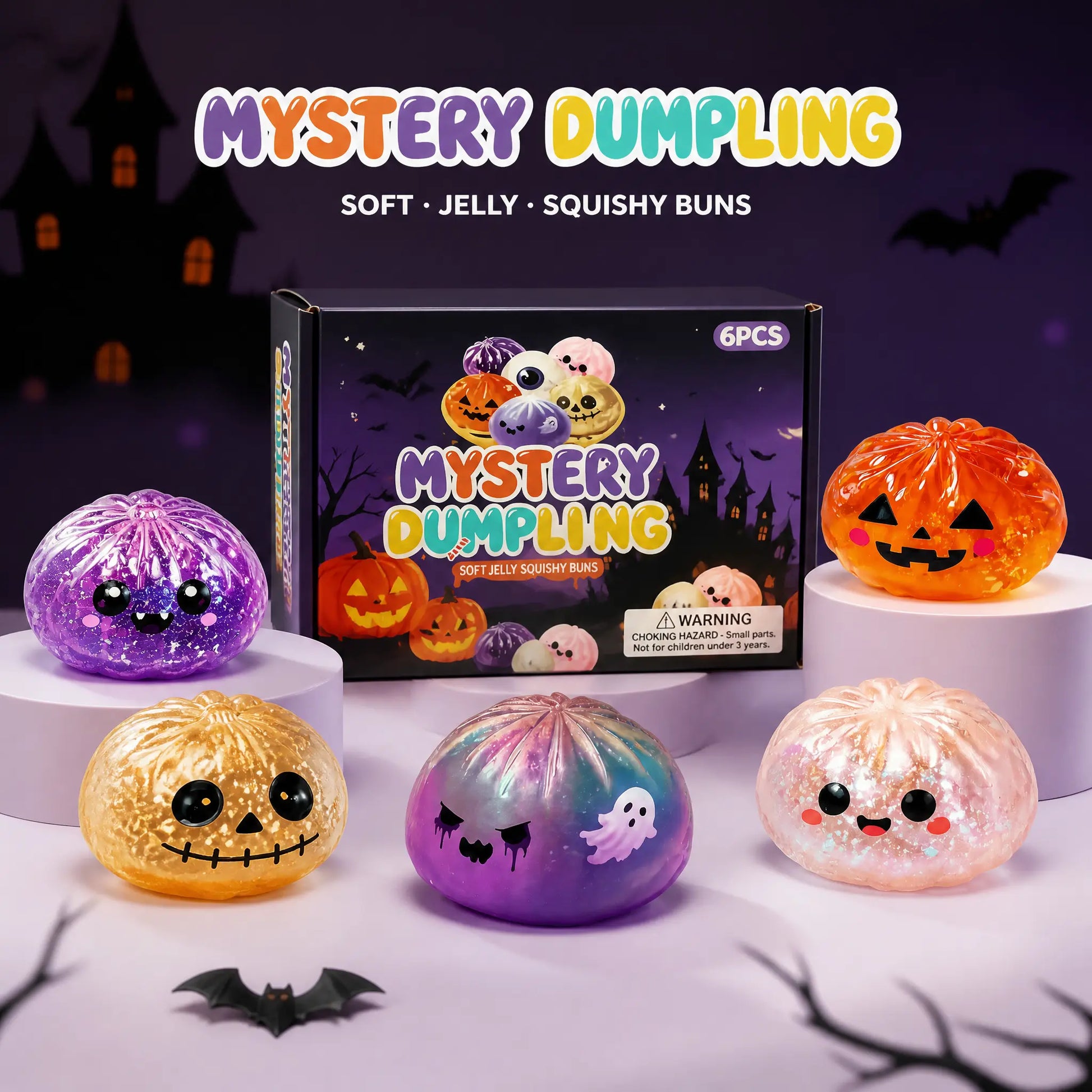 Cute Halloween Scary Ghost Squeeze Toy Set Perfect Halloween Party Treat Bag Fillers and Holiday Gifts