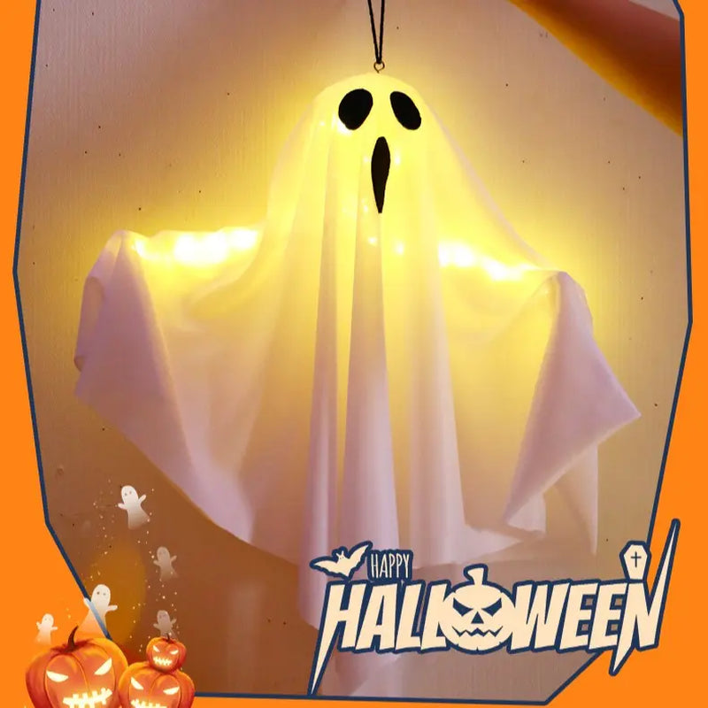 Halloween Hanging Ghost LED Lights, Spooky Outdoor Porch Decor 