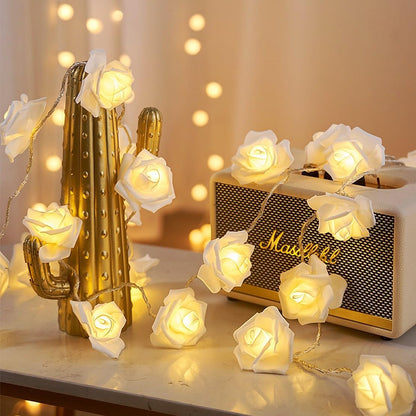 Rose Flower String LED Light Battery Operated Fairy Light for Wedding, Party, Valentine'S Day, Proposal, Christmas Decoration, Warm White