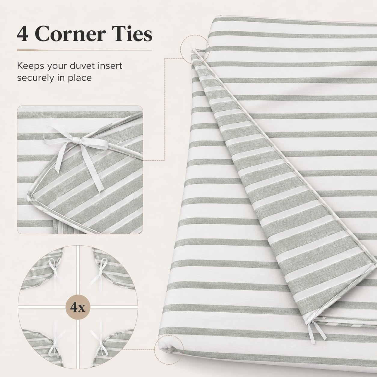 Stripe Double Duvet Set Premium Microfiber Duvet Cover Double Ultrasoft Hypoallergenic Reversible Double Duvet Cover with Zipper Closure
