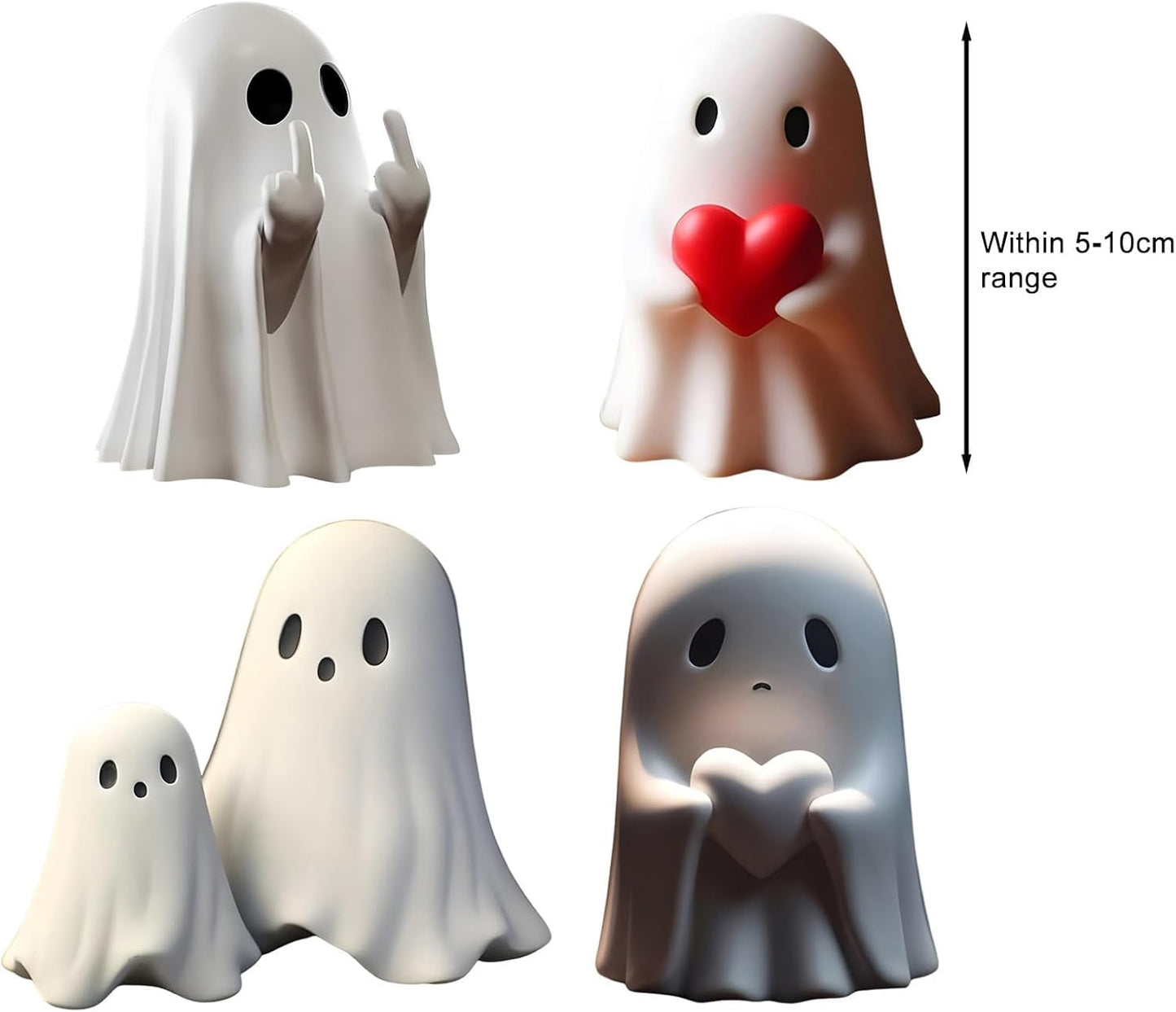Halloween Ghost Figurine - Resin Ghost Statue, Spooky Decor for Desk, Porch, Bathroom 