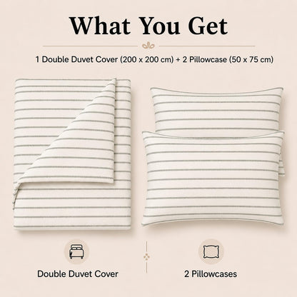 Stripe Double Duvet Set Premium Microfiber Duvet Cover Double Ultrasoft Hypoallergenic Reversible Double Duvet Cover with Zipper Closure