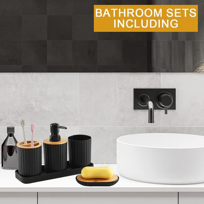 5 Bathroom Accessories Set, Bathroom Soap Dispenser, Toothbrush Holder, Bathroom Cup, Soap Dish and Tray