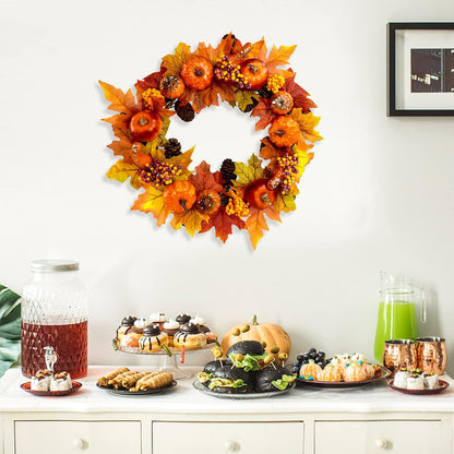 Autumn Wreath Front Door with Hanger,  Autumn Door Wreaths 15"