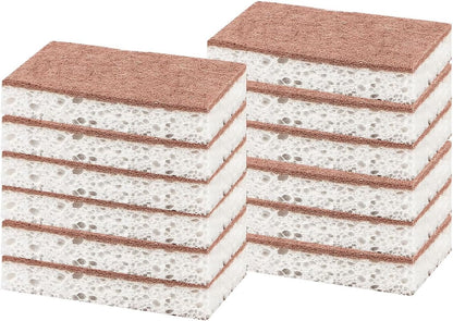12 Natural and Biodegradable Double Sided Kitchen Scouring Pads for Washing Dishes, Non-Stick Pans, for Cleaning Kitchen and Bathroom