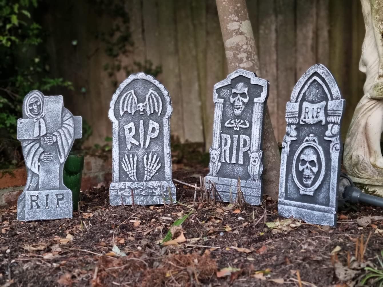 Halloween Tombstones Gravestone Set of 4 - Polystyrene Decorations Prop Graveyard