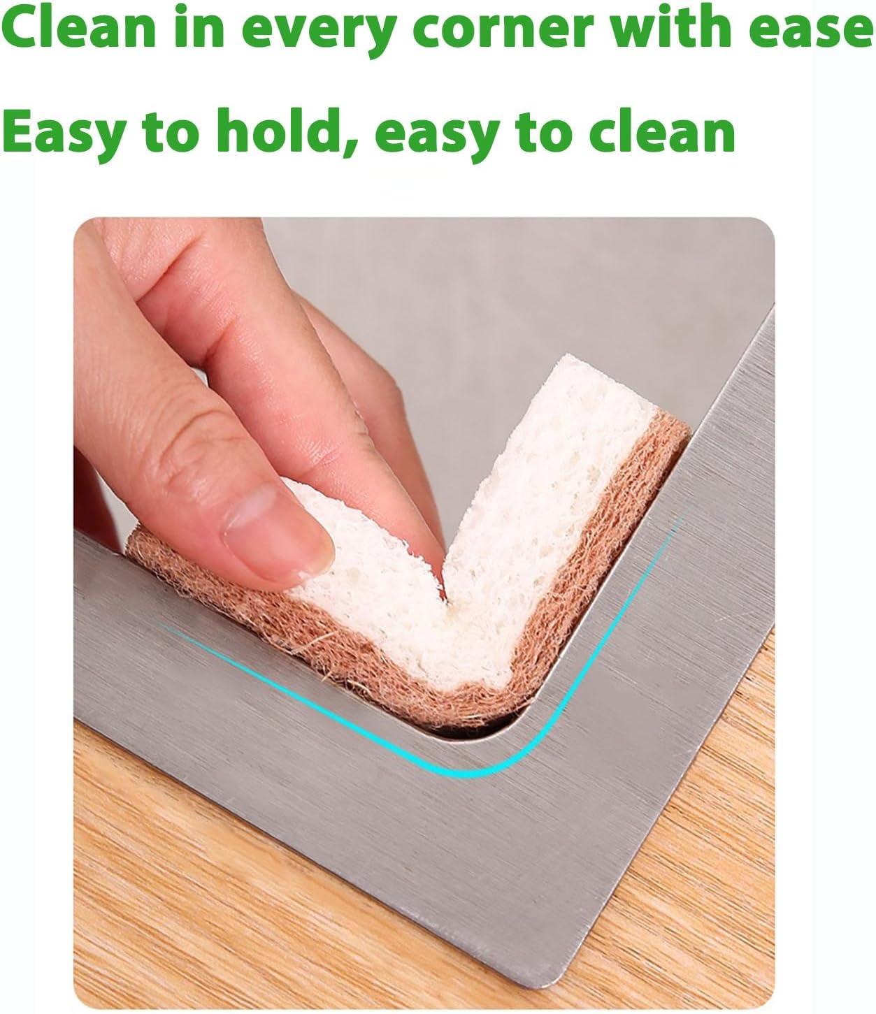 12 Natural and Biodegradable Double Sided Kitchen Scouring Pads for Washing Dishes, Non-Stick Pans, for Cleaning Kitchen and Bathroom