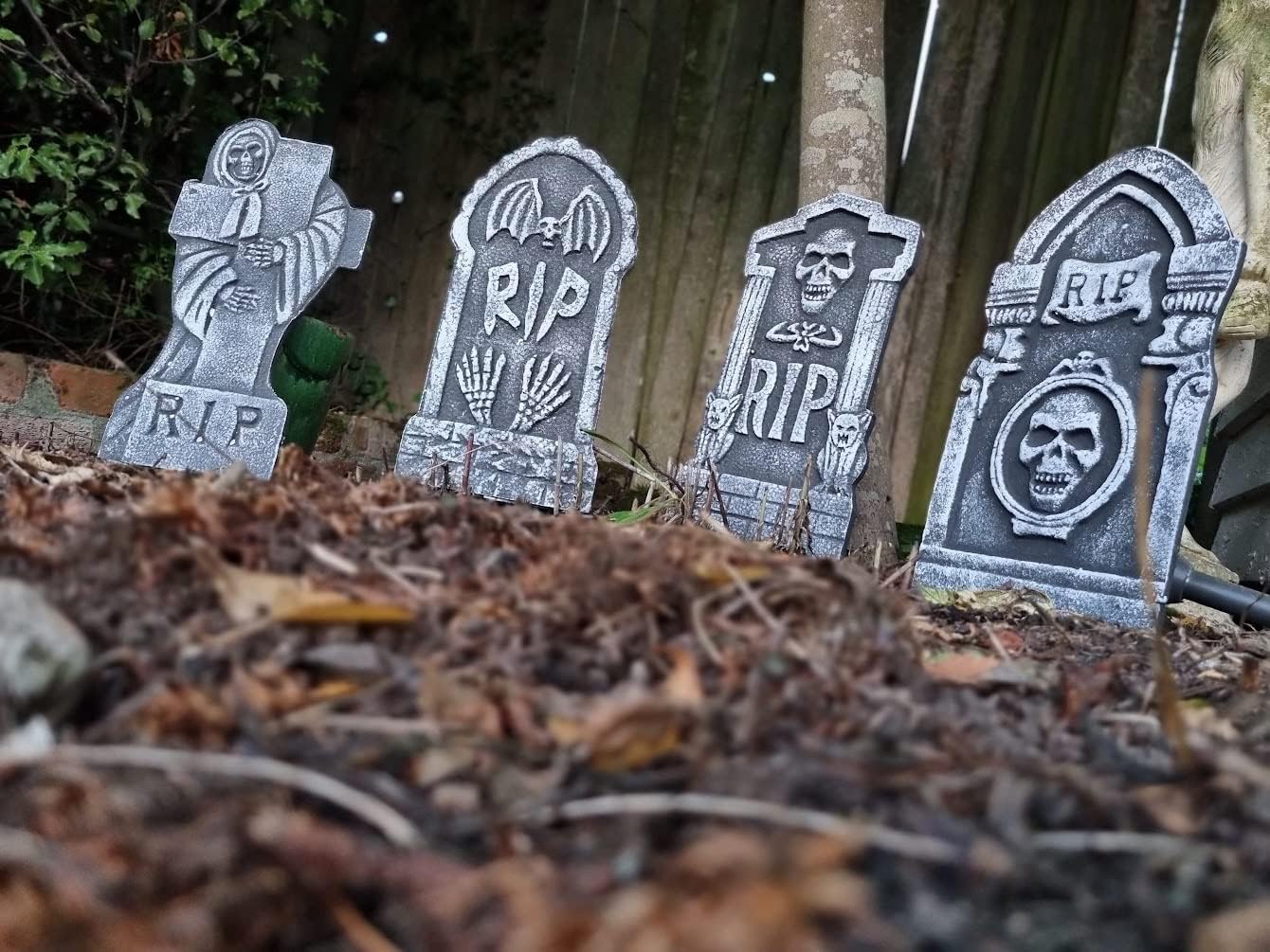 Halloween Tombstones Gravestone Set of 4 - Polystyrene Decorations Prop Graveyard