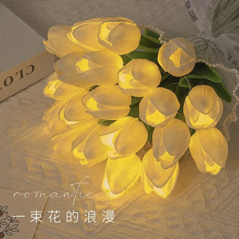 Tulips Bouquet Night Light LED for Home Garden Artificial Flowers 