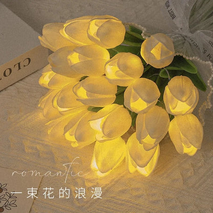 Tulips Bouquet Night Light LED for Home Garden Artificial Flowers 