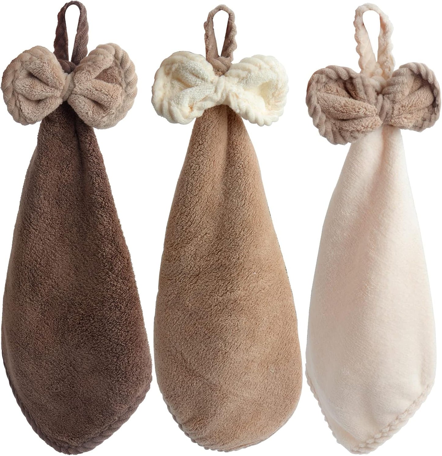 3 Kitchen Bathroom Hand Dryer Towels, Microfibre Coral Fleece, Dry Your Hands Immediately