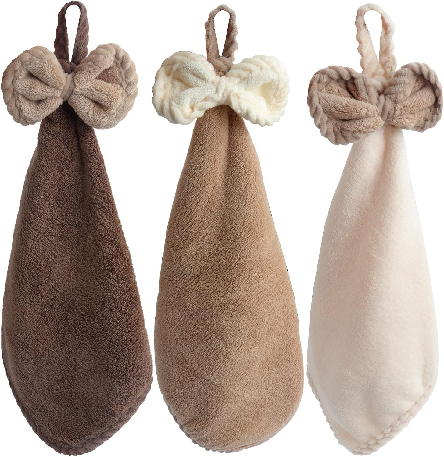 3 Kitchen Bathroom Hand Dryer Towels, Microfibre Coral Fleece, Dry Your Hands Immediately