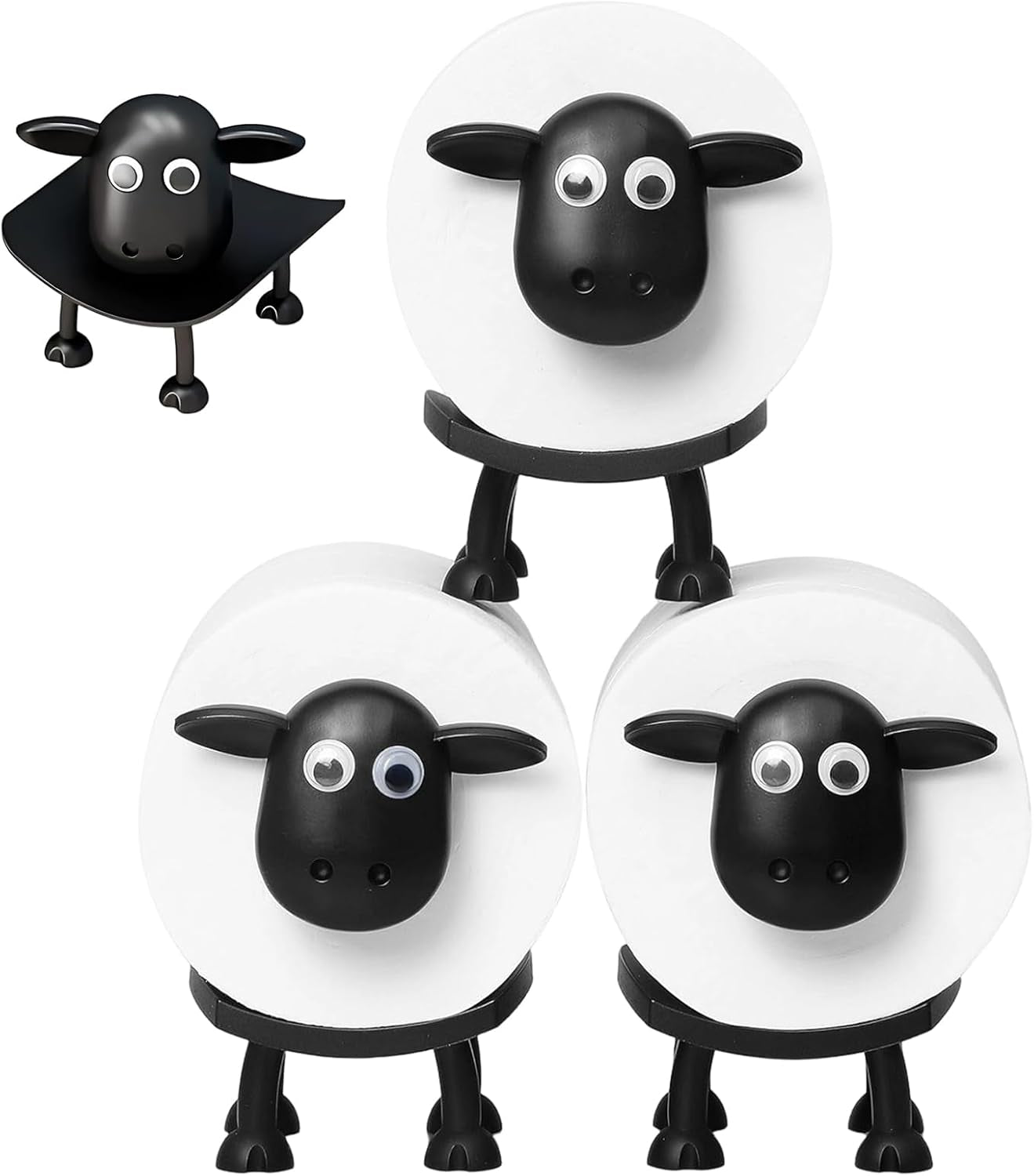 3 Pcs Adorable Animal Toilet Roll Holder, Charming Bathroom Accessory, Sheep Gifts for Housewarming and Home Decor