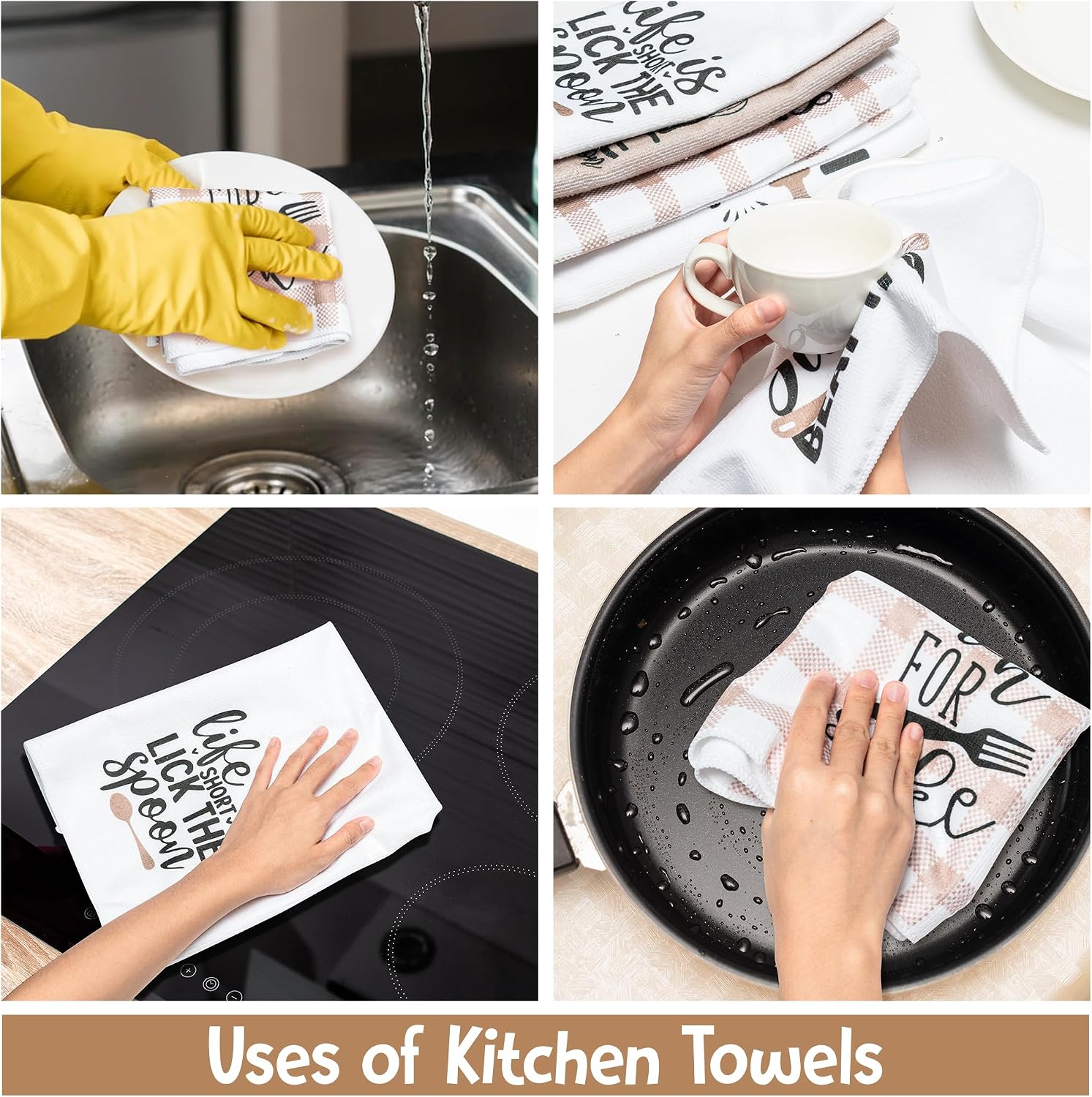 Funny Kitchen Dish Towel Set, Absorbent Quick Dry for Bathroom, Kitchen and Home Supplies