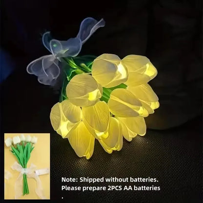 Tulips Bouquet Night Light LED for Home Garden Artificial Flowers 