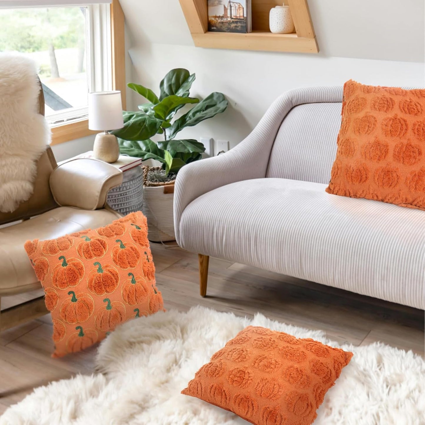 Halloween Decorative Autumn Cushion Covers (2PCs) 45 X 45 Cm for Sofa Bedroom Living Room Home Decor 