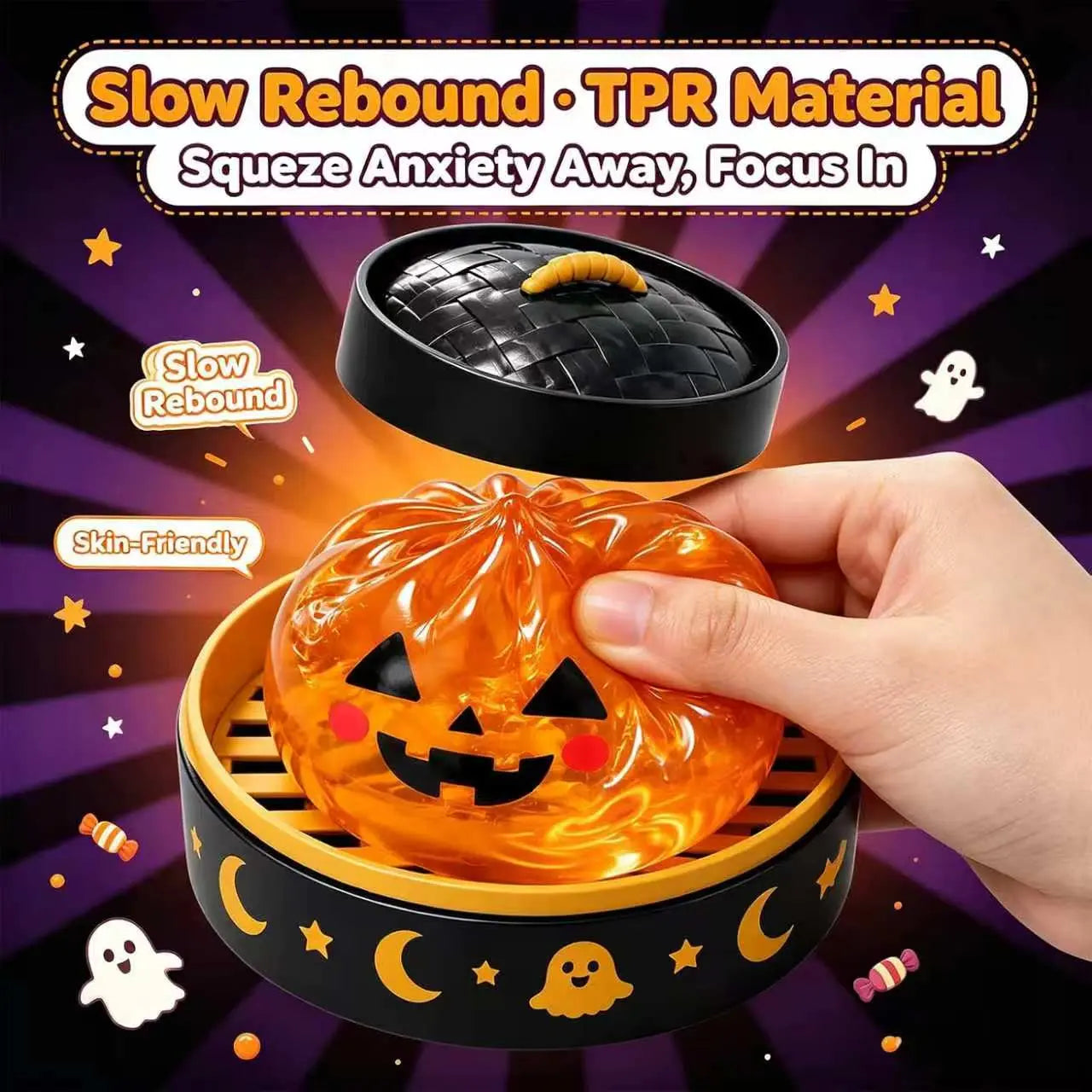 Cute Halloween Scary Ghost Squeeze Toy Set Perfect Halloween Party Treat Bag Fillers and Holiday Gifts