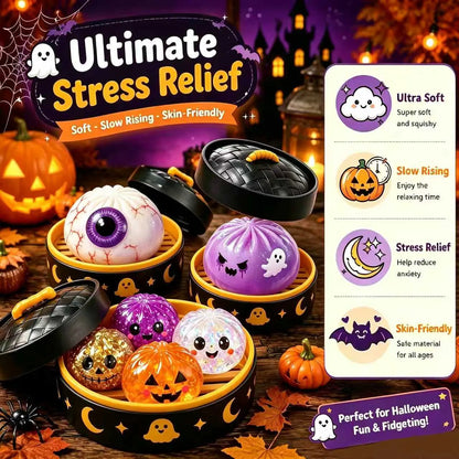 Cute Halloween Scary Ghost Squeeze Toy Set Perfect Halloween Party Treat Bag Fillers and Holiday Gifts