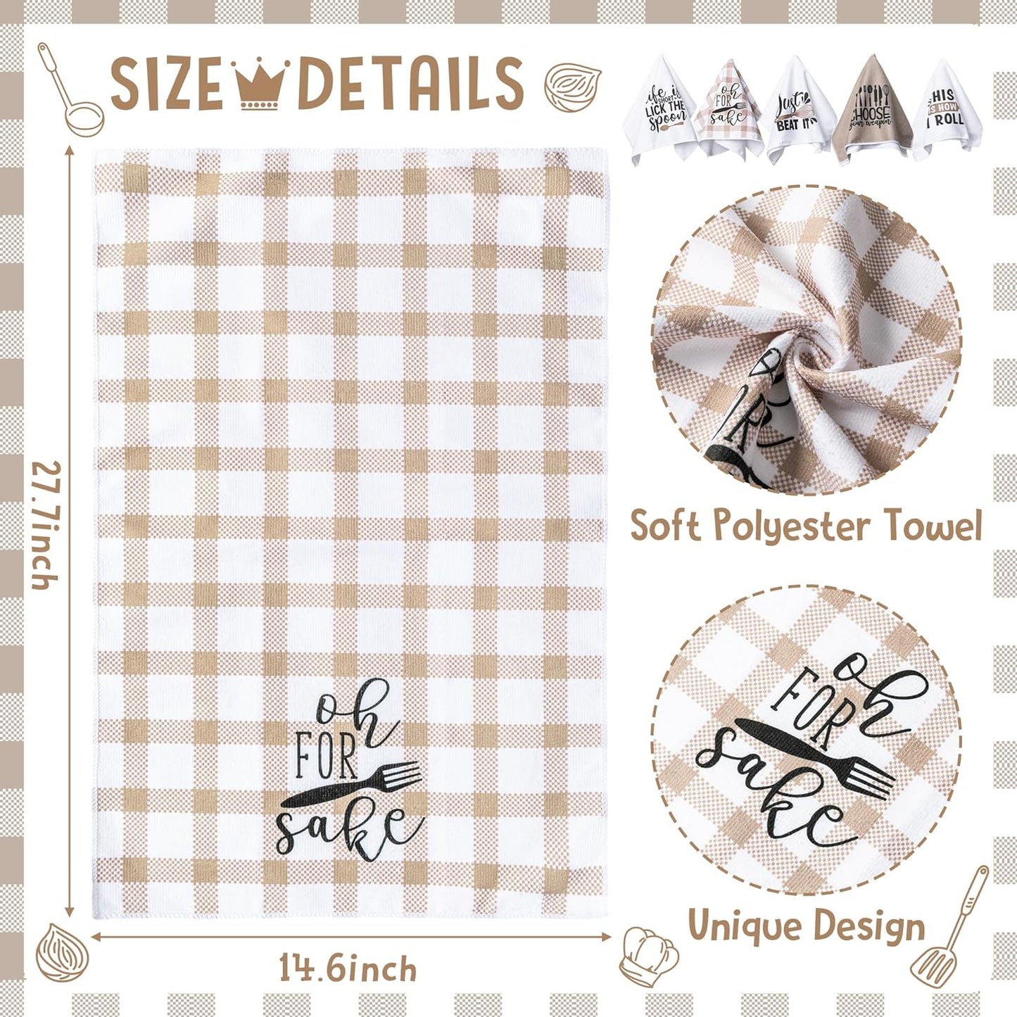 Funny Kitchen Dish Towel Set, Absorbent Quick Dry for Bathroom, Kitchen and Home Supplies