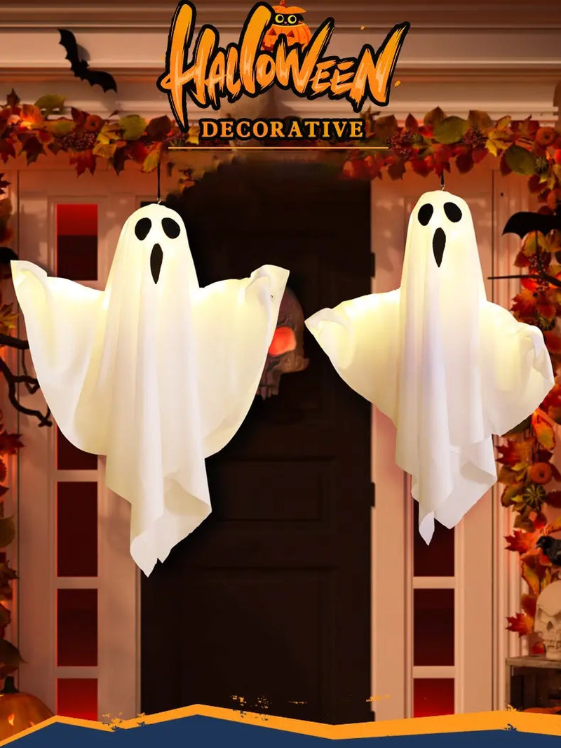 Halloween Hanging Ghost LED Lights, Spooky Outdoor Porch Decor 