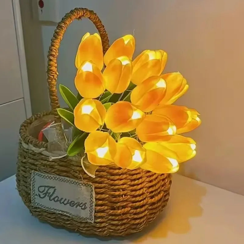 Tulips Bouquet Night Light LED for Home Garden Artificial Flowers 