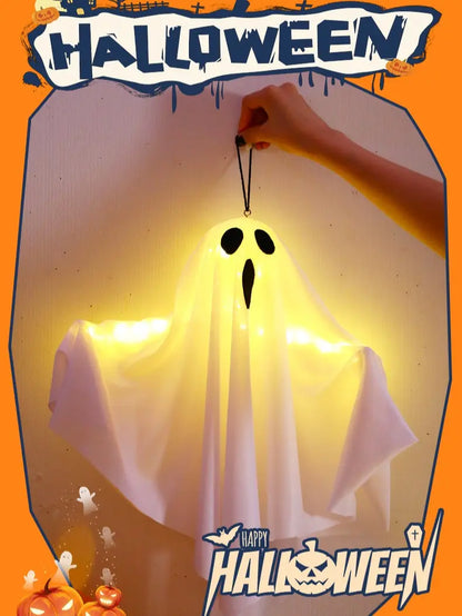 Halloween Hanging Ghost LED Lights, Spooky Outdoor Porch Decor 