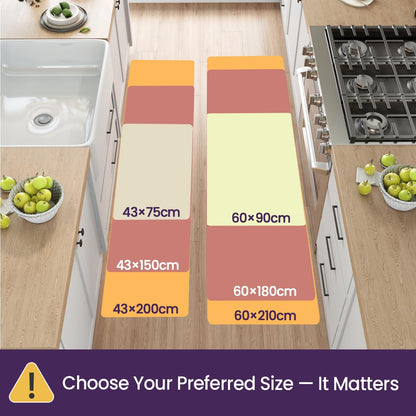 2 Kitchen Rug Mats Set, Non Slip and Washable, for Hallway, Dining Room and Entrance, Beige