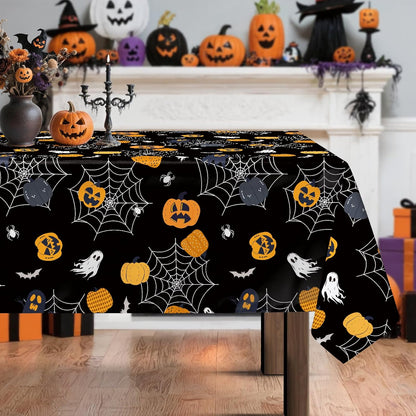 Halloween Pumpkins Tablecloth Waterproof, Stain Resistant for Home Kitchen Dining Party Decoration