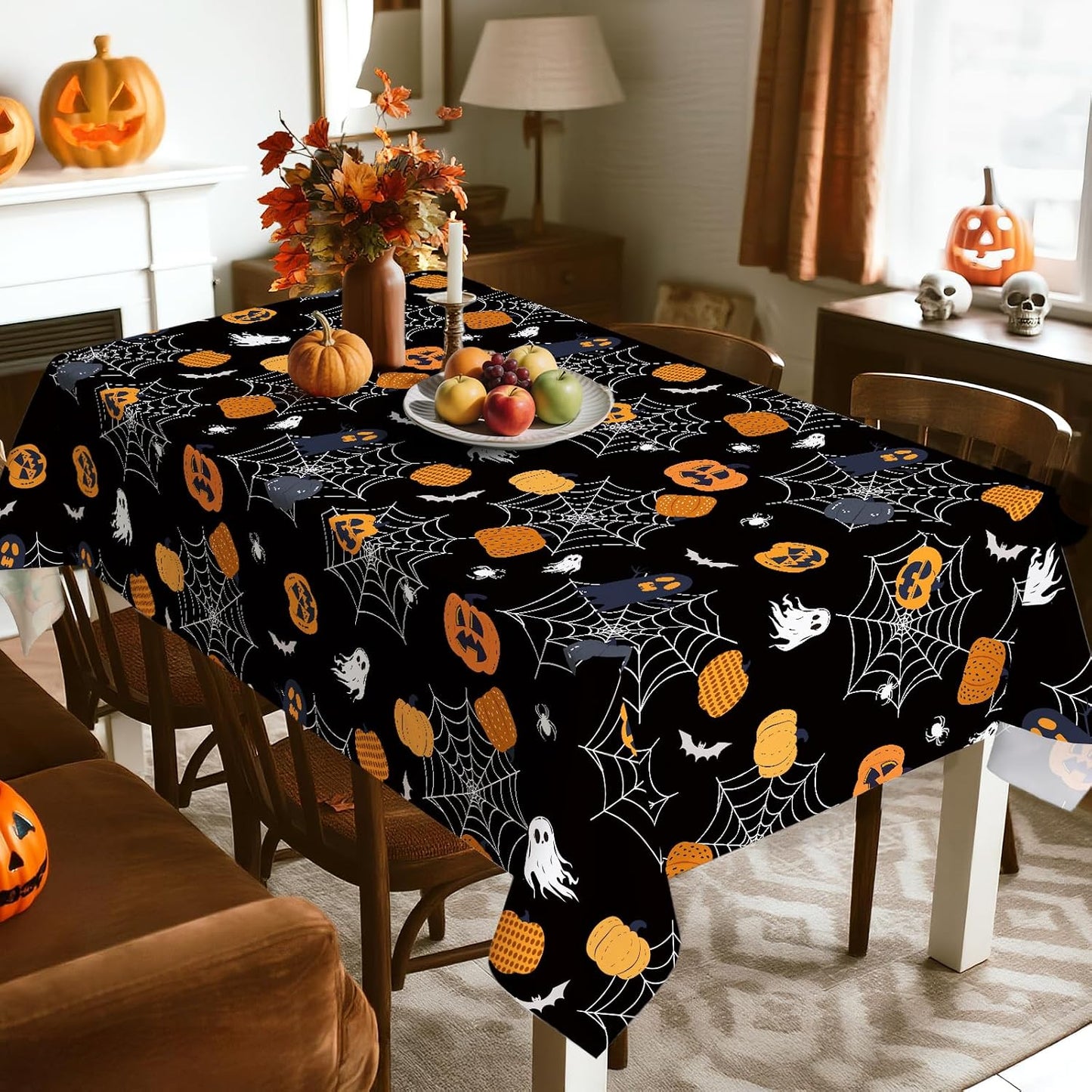 Halloween Pumpkins Tablecloth Waterproof, Stain Resistant for Home Kitchen Dining Party Decoration