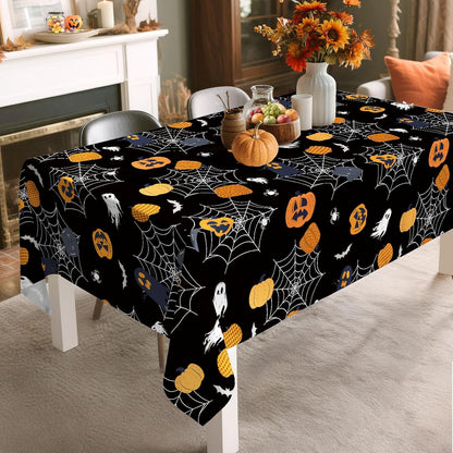 Halloween Pumpkins Tablecloth Waterproof, Stain Resistant for Home Kitchen Dining Party Decoration