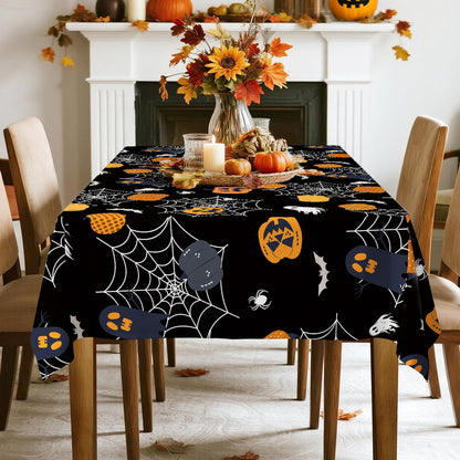 Halloween Pumpkins Tablecloth Waterproof, Stain Resistant for Home Kitchen Dining Party Decoration