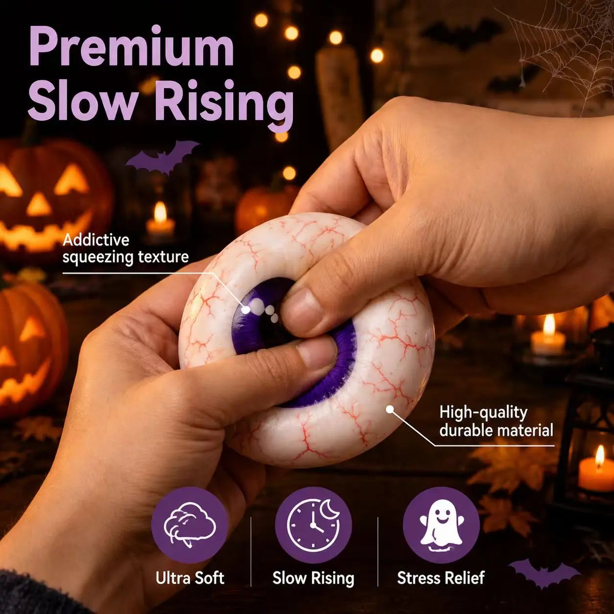 Cute Halloween Scary Ghost Squeeze Toy Set Perfect Halloween Party Treat Bag Fillers and Holiday Gifts