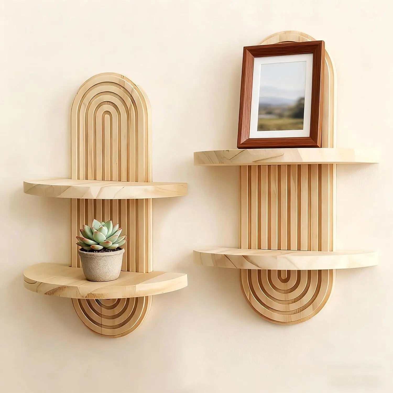 Mid Century Modern Decorative Decor Hanging Plant Shelf, 2-Tier for Home Bathroom Bedroom Living Room Office