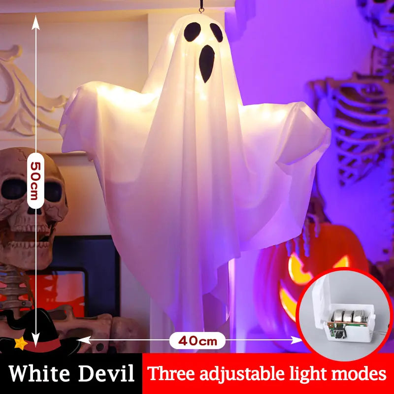 Halloween Hanging Ghost LED Lights, Spooky Outdoor Porch Decor 