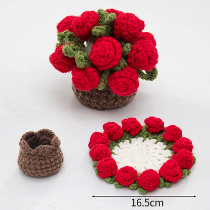 Crochet Flower Coaster Hand-Knitted Lily of the Valley round Coasters Heat Insulation Non-Slip Table Mats Home Kitchen Decor