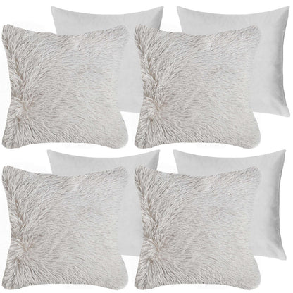 Sienna Fluffy Cushion Covers Filled Shaggy Fleece Sofa Scatter Pillow 55 X 55Cm